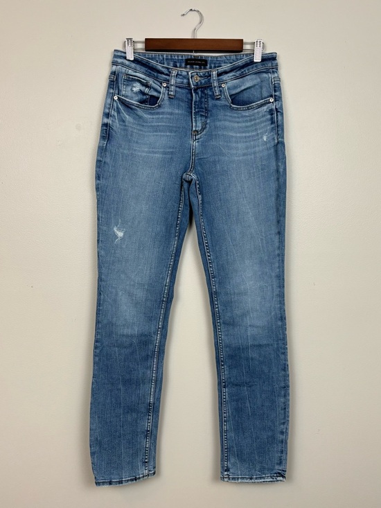 Silver Jeans Denim - Silver Jeans Co Women 26 Blue Beau Tapered Girlfriend Distressed Mid Rise Denim